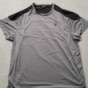 Spyder Active Shirt‎ Mens Large Gray Workout Breathable Quick Dry Stretch